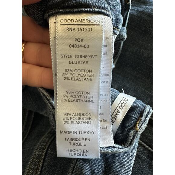 Good American Good Legs Mid Rise Skinny Jeans Sz 6/28 Medium Wash Light Distress - Picture 9 of 11